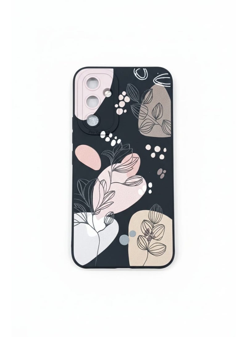 for Samsung Galaxy M55 5G Case Creative Design Flower Pattern Slim Soft Silicone Protective for Galaxy M55 5G phone Cover (Morandi Black, Samsung Galaxy M55 5G) - Image 1
